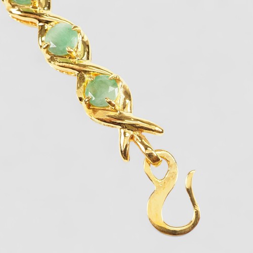 PULSERA COLOMBIANA ESMERALDA CHAPADA EN ORO BLANCO PLATA DE LEY 925 JOYERÍA FINA - Imagen 5 de 10