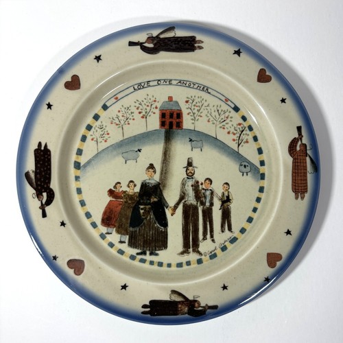 Otagiri Japan LOVE ONE ANOTHER Carol Endres Stoneware Plate 8.25" Folk Art - Picture 1 of 5