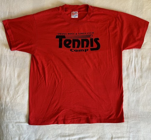 Camiseta de club de tenis vintage de una sola puntada roja talla L Swoya club para niños y niñas - Imagen 1 de 7