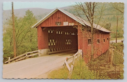 Northfield Falls Covered Bridge Dog River Vermont Real Photo Vintage Postcard