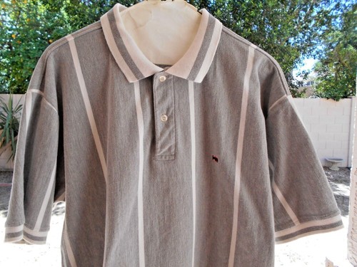 BUGLE BOY CLASSICS MENS SIZE XL GRAY STRIPE POLO SHIRT SHORT SLEEVE 100% COTTON - Foto 1 di 9
