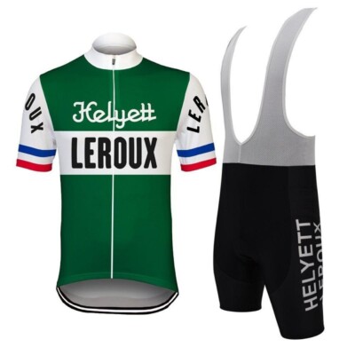 Retro Helyett Leroux Cycling Jersey Bib Shorts Cycling Bib Shorts Bike Jersey