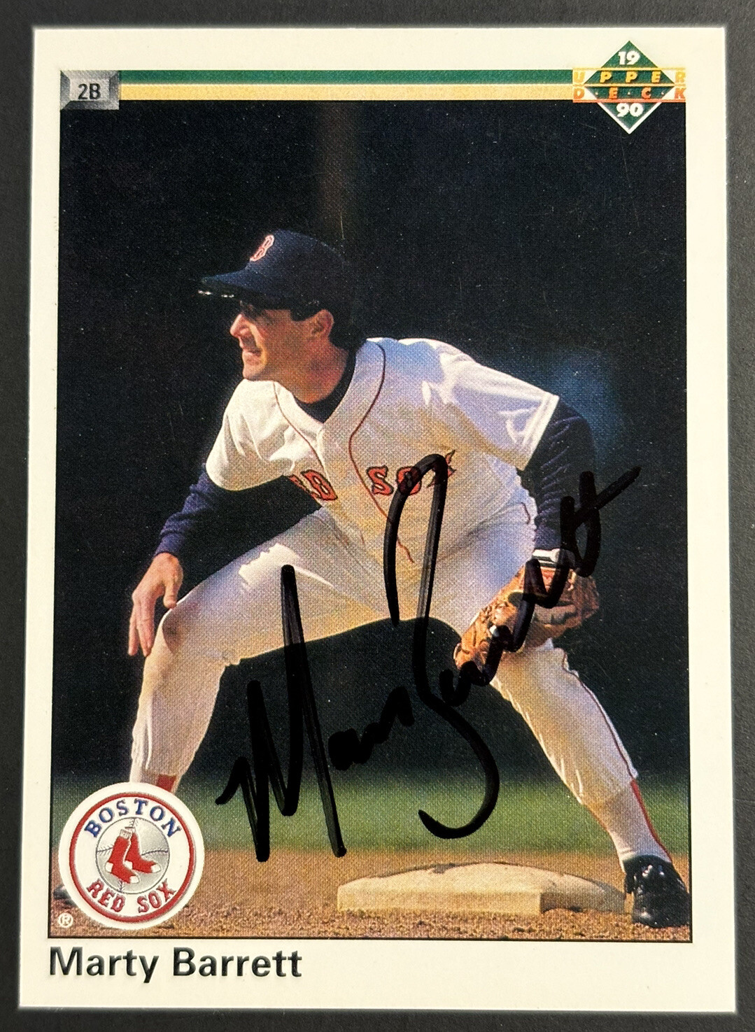 MARTY BARRETT BOSTON RED SOX 1990 UPPER DECK #133 AUTOGRAPHED BASEBALL CARD