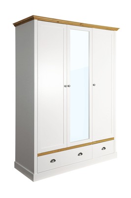 Camden White Painted Large Wardrobe 3 Door Triple Mirrored