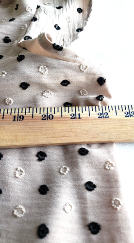 Womens XL Cap Short Sleeve Blouse Beige Swiss Black Polka Dot Ruffle Neck NWT - Picture 7 of 11