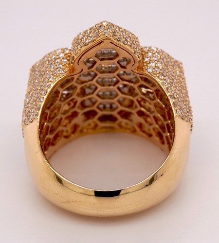 10K YELLOW GOLD 3.9 CARAT NATURAL CROSS ROUND DIAMOND MENS HIP HOP PINKY RING - Picture 5 of 7