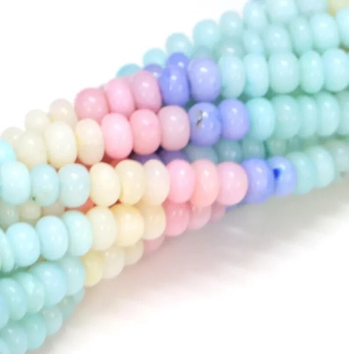 Hermosas cuentas multicolor ópalo liso forma rondelle, 8-11 mm color claro tono - Imagen 6 de 10