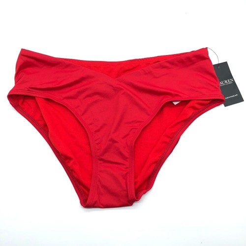 Lauren Ralph Lauren Women's Red Mid-Rise V-Cut Bikini Bottoms Size 12 - Picture 5 of 6