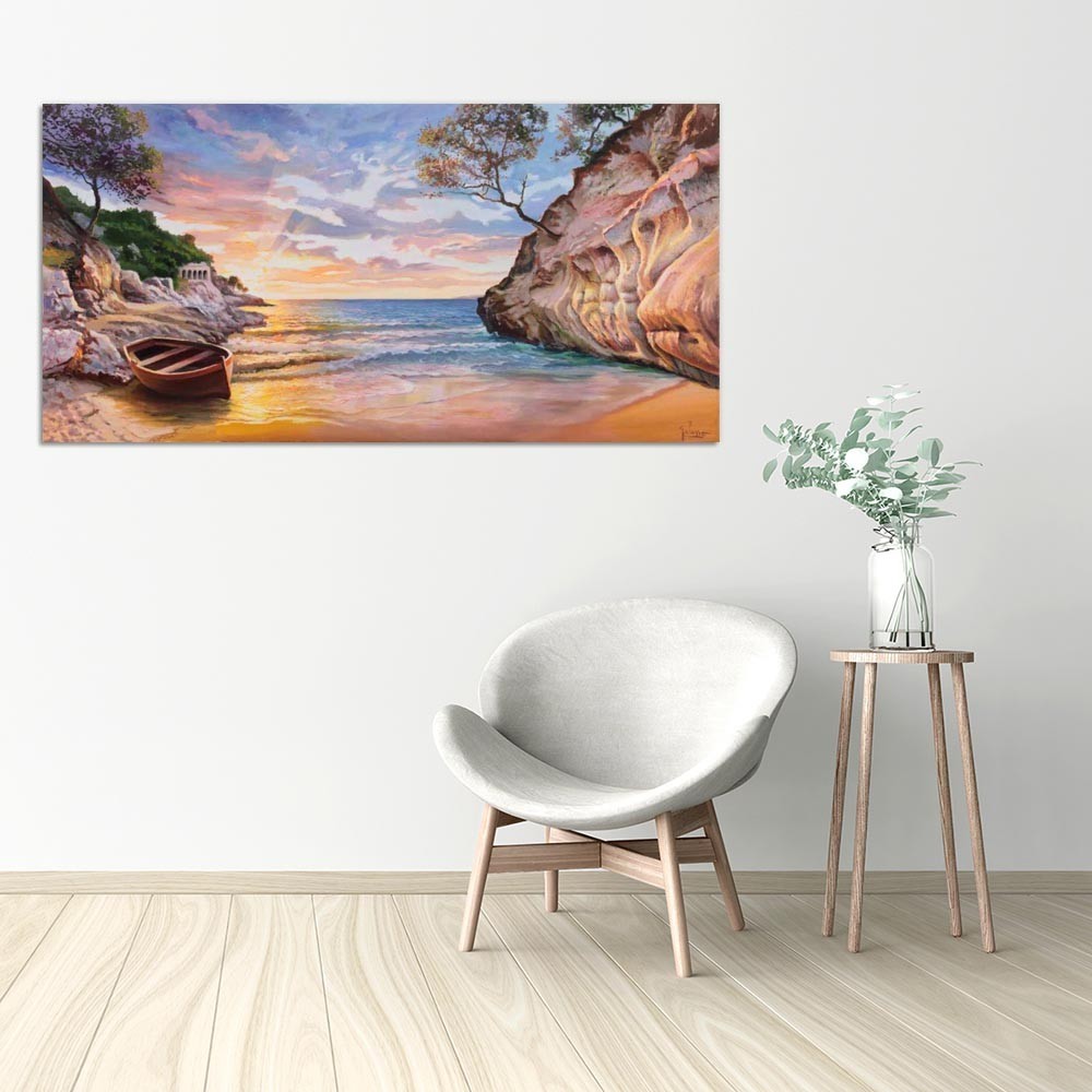 Quadro stampa su tela con con con telaio in legno Galasso Adriano Caletta al tramonto b69a89 Quadro stampa su tela con con con telaio in legno Galasso Adriano Caletta al tramonto b69a89