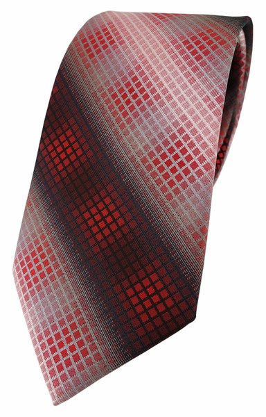 Tigertie Designer Krawatte In Rot Dunkelrot Weinrot Silber Grau Schwarz Kariert-image