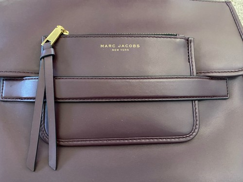 EUC MARC JACOBS Madison Leather Tote Bag Shoulder Crossbody Burgundy Rubicon - Picture 2 of 14