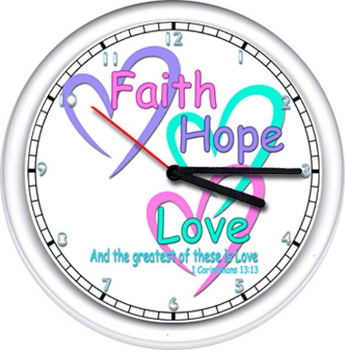 Faith Hope Love Greatest Of These Is 1 Corinthians 13:13 Prayer Wall Clock - 第 1/1 張圖片