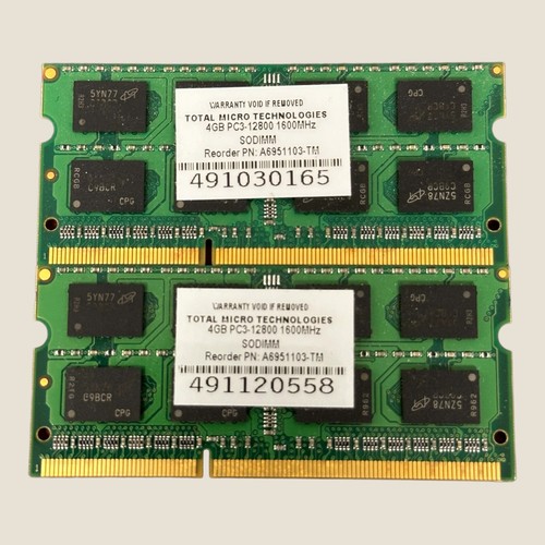 Total Micro Technologies 8 GB (4 GB x 2) PC3-12800 1600 MHz SODIMM RAM para computadora portátil