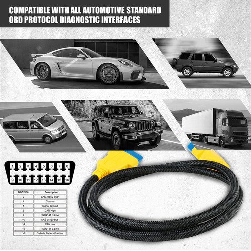 AUTOOL 100CM Car OBDII Extension Cable 16 Pin Male To Female OBD2 Connector - Picture 5 of 10