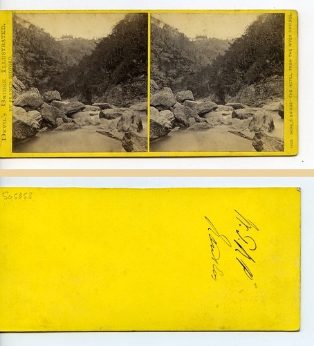 UK Teufelsbrücke Hotel vom Fluss Rheidol altes Stereoview Foto Bedford 1865 - Bild 3 von 3