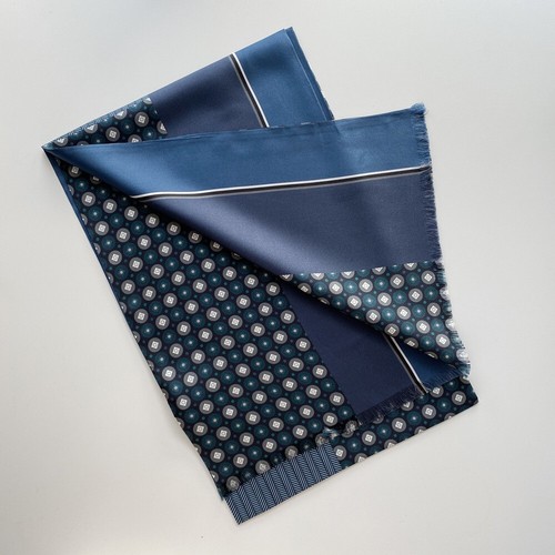 Sallys Boutique Twill Silk Mens Patchwork Print Oblong 2 Layer Scarf 160*26cm - Picture 17 of 21