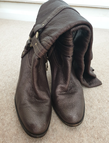 Bally Bronze Brown Leather Womens Knee High Heeled Boots Size 9 UK 42 EU - Picture 7 of 11