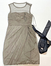 WHITE BY VERA WANG DARK GRAY FORMAL DRESS SHORT SKIRT SHEER TOP SZ 4 BRIDESMAID