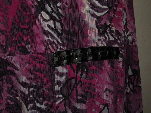 Lanalee Womens Petite XL Top Purple Print Leather Accent Stretch Cowl 3/4 Sleeve - Picture 4 of 11