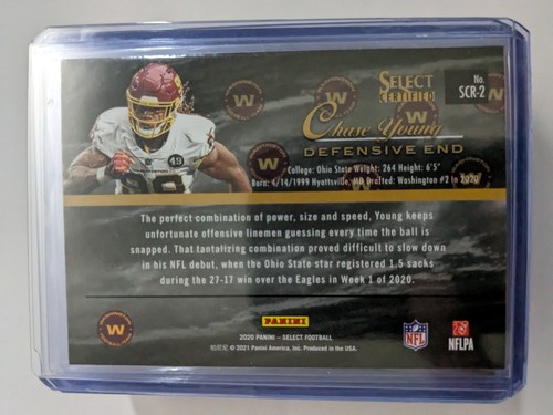 🏆 Lote (2) 2020 Select Certified Rookies Chase Young RC #2 WASHINGTON COMMANDERS - Imagen 4 de 4