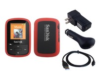 Black Charger Cable + Red Skin Case For Sandisk Sansa Clip Sport Plus Sdmx28 Black Charger Cable + Red Skin Case For Sandisk Sansa Clip Sport Plus Sdmx28