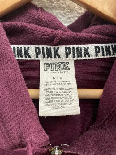 PINK Victoria's Secret Full Zip Lightweight Hoodie Sweatshirt Size Large Floral - Picture 4 of 5