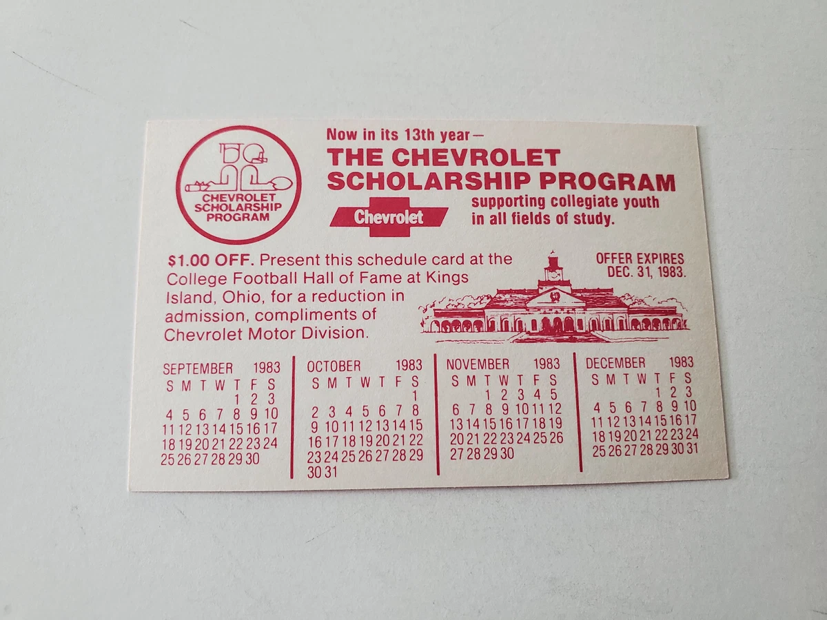 JS15 Bethune-Cookman College 1983 Football Chevrolet Pocket Schedule Card |  eBay