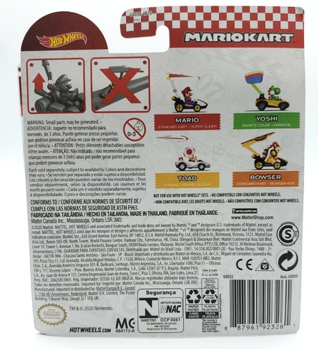 Lot of 3 Super Mario Hot Wheels Mario Kart Gliders Mario Yoshi Bowser New Sealed - Picture 3 of 7