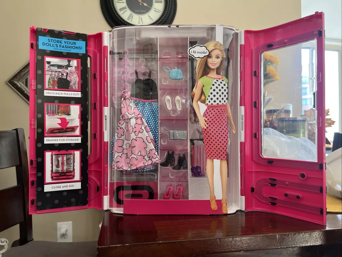 Mattel Barbie Pink Clear Doors Clothing Accessories Storage Doll Trave –  Warehouse Toys