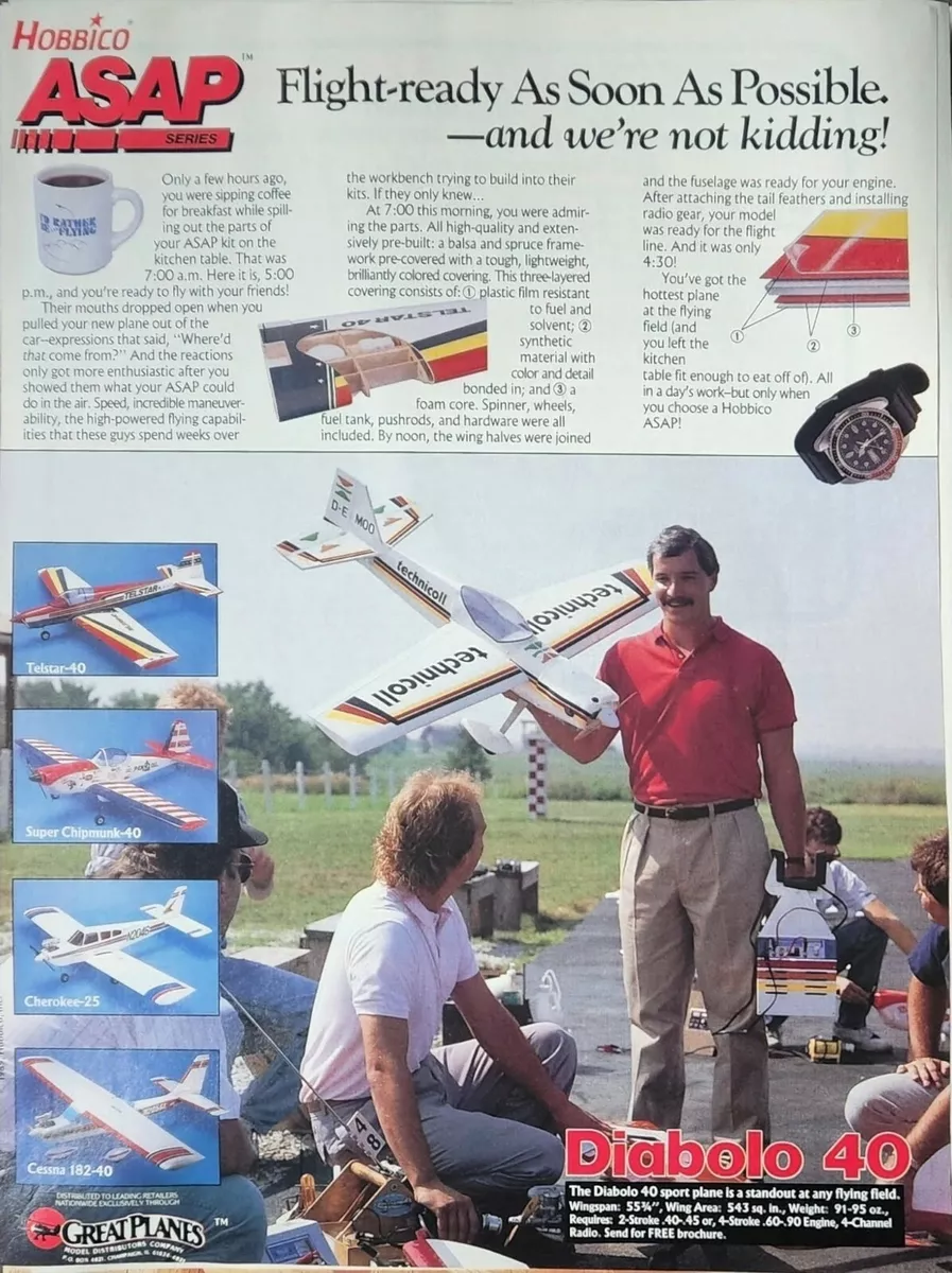 ASAP Diablo 40 Airplane RC Kit Print Ad Ephemera Wall Decor