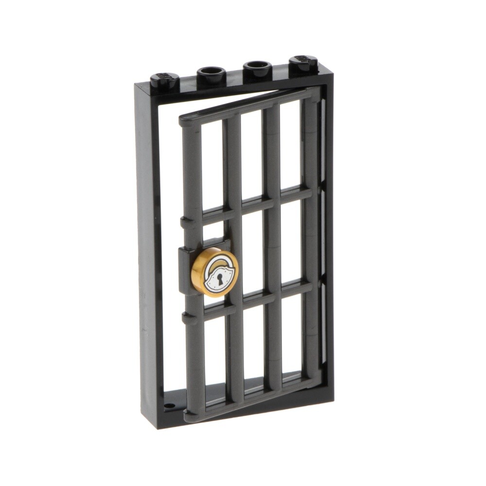 1x Lego Door Frame 1x4x6 Black Grid Dark Pearl Grey Lock 60621