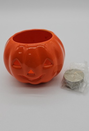Vintage Miniatur Kürbis Kerzenhalter Russ Berrie & Co mit Kerze Halloween - Bild 9 von 12
