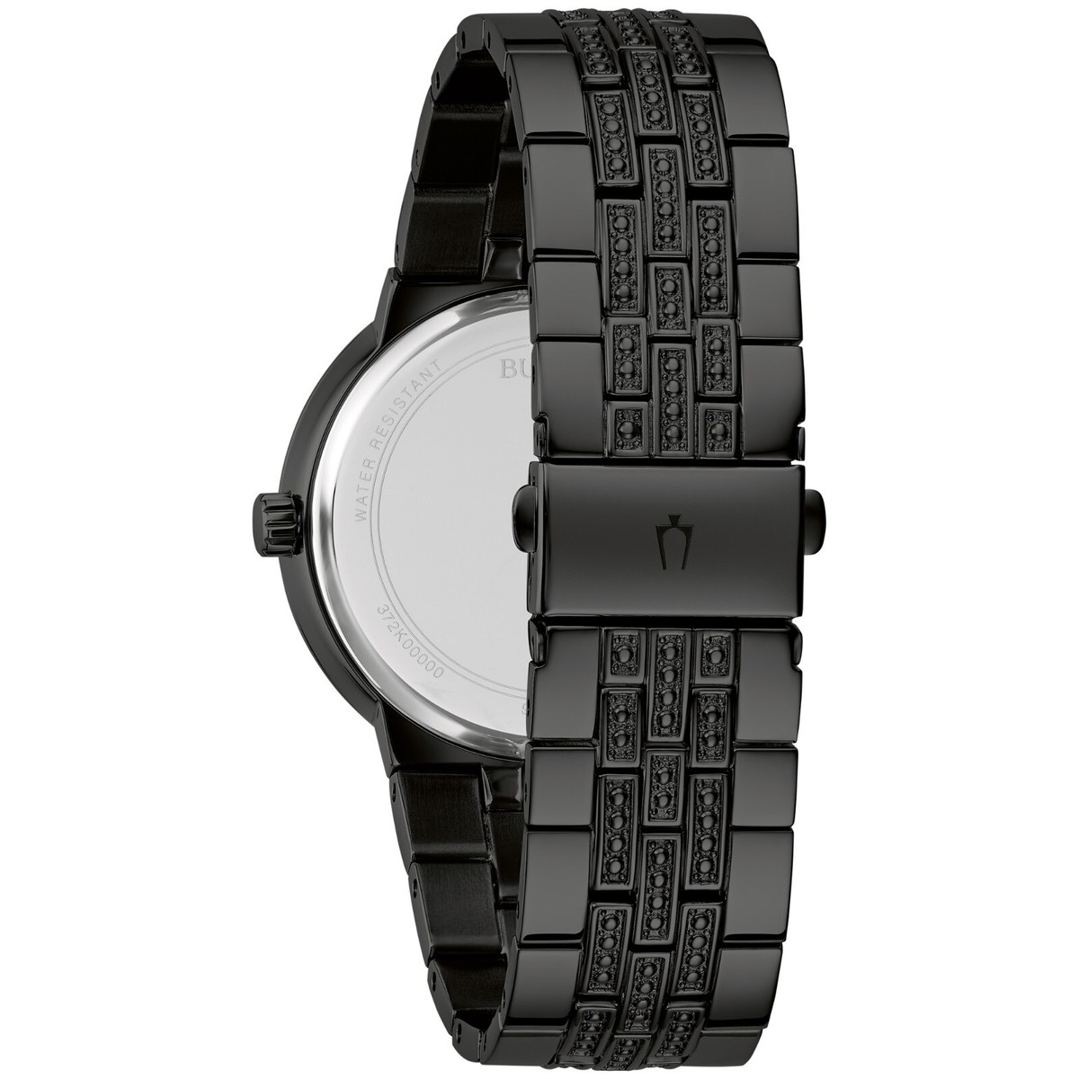 Bulova Men's Crystal Quartz Gemmed Black Stainless Steel