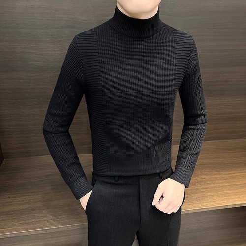 Winter Mittelkragen Pullover Herren Winter Halb Rollkragen Strick Unterteil Shirts - Bild 25 von 25