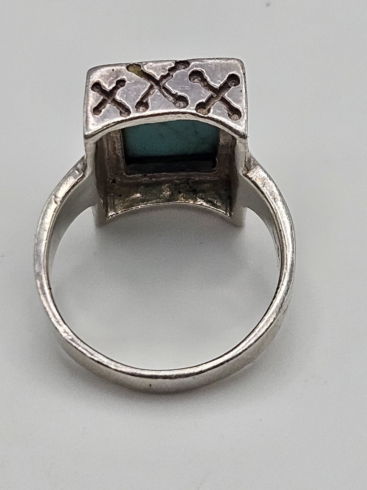 Vintage NF Sterling Silver Blue Turquoise Ring Si… - image 4