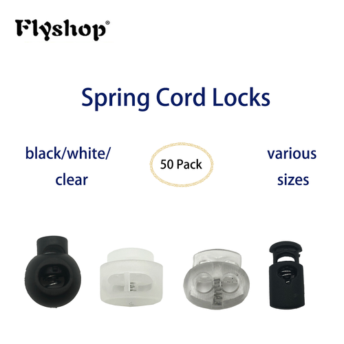 Flyshop 50PCS Spring Cord Locks Black Toggle Clip Quick Release Buckle Accessory - Picture 2 of 3