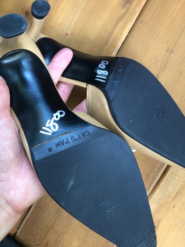 Stuart Weitzman Nuevo con caja 9,5 Mula Atado Camello Niño Cuero Deslizantes Tacones-Precioso! - Imagen 7 de 10