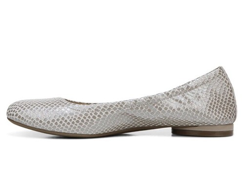 Vionic Ballet Flat Alexa Leather Lizard Aluminum Gray Womens 7.5 Support New - Picture 2 of 7