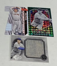 Bob Feller Museum Jumbo Vintage Jersey /50- Mosaic Green- Platinum (3) Card Lot!