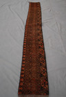 1x7 Vintage Afghan Turkoman Runner Rug - Tribal Geometric Low Pile Wool Hallway.