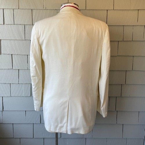 60s Vintage After Six Off-White Wool Twill Round Lapel 1-Button Jacket Size 46 - Picture 3 of 9