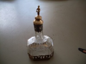 Antique Crystal Decanter Hanau Germany Silver Mounted & Etched Wolf & Knell ????