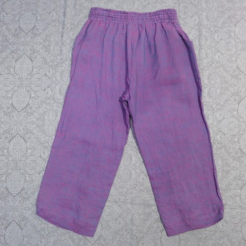 TS Taking Shape Pants Womens 12 Iridescent Purple 100% Linen Relaxed Cropped EXC - Picture 6 of 16