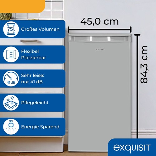 Exquisit Vollraumkühlschrank KS585-V-090E grau | Nutzinhalt: 75 L | Glasablagen - Bild 3 von 8