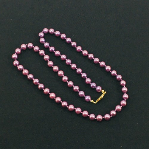 Necklace Purple Faux Pearl Long 24 Inch Vintage - Picture 4 of 10