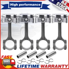 4 SET PISTONS & RINGS KIT +CONNECTING ROD FOR BUICK CHEVY GMC SATURN 2.4L ENGINE