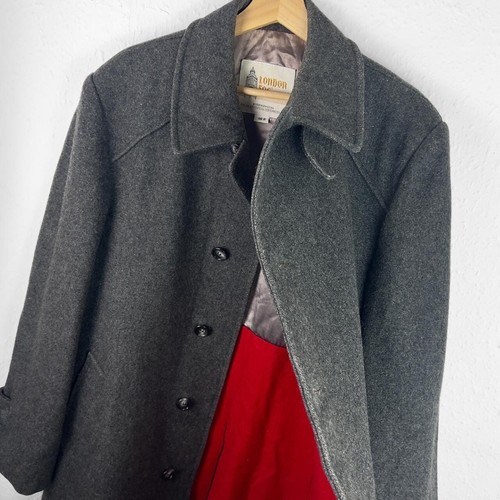 Vintage London Fog Wool Overcoat Chunky Knit Winter Coat Retro Long Jacket 90s - Picture 5 of 5