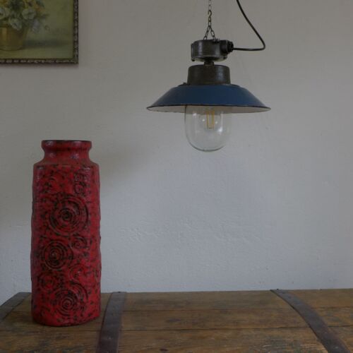 1/5 Vintage Emaille Lampe Industrielampe, Glaskolben Leuchte, Industrial Lamp 5 - Bild 9 von 15