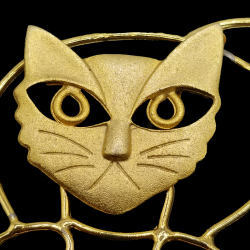 Diana Marco Brooch Cat Open Wire Gold Tone Kitty Fashion Jewelry 80s Vintage - Picture 5 of 22
