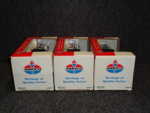 AMOCO 1929 FORD MODEL A TANKER TRUCKS BLUE SILVER & GOLD 3 PIECE COLLECTOR SET - Picture 5 of 6